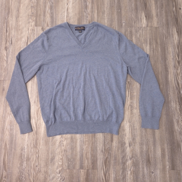 Brooks Brothers Other - Brooks Brothers Sweater Mens Medium Gray 100% Cotton Pullover V Neck V